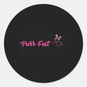 Purr-fect Days Cute Cat Student School Fun Kitten  Classic Round Sticker