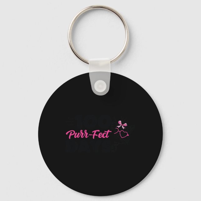 Purr-fect Days Cute Cat Student School Fun Kitten  Key Ring (Front)