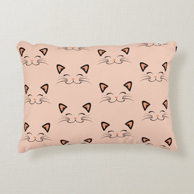Purr-fect Kitty Floating Cat Face  Decorative Cushion (Front)