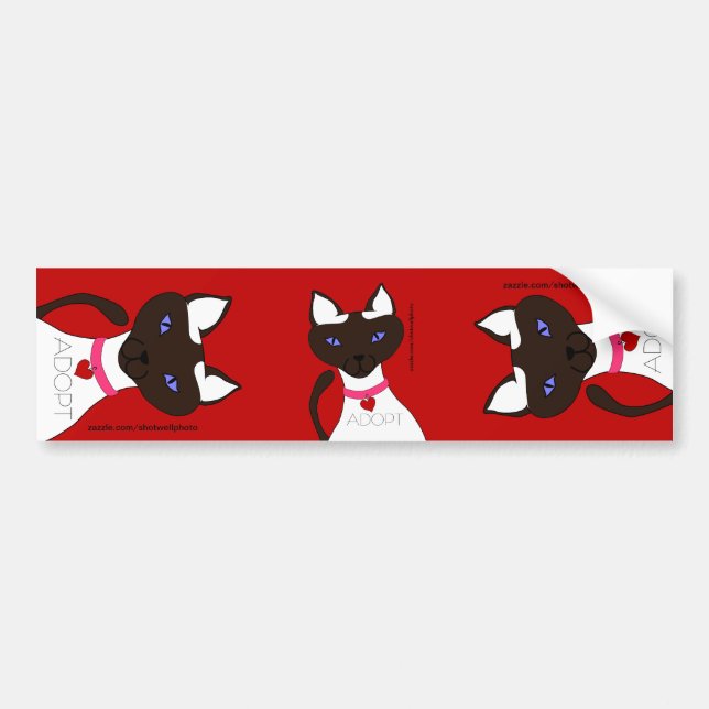 Purr-fect Moira ADOPT Red 3-way Bumper Sticker (Front)
