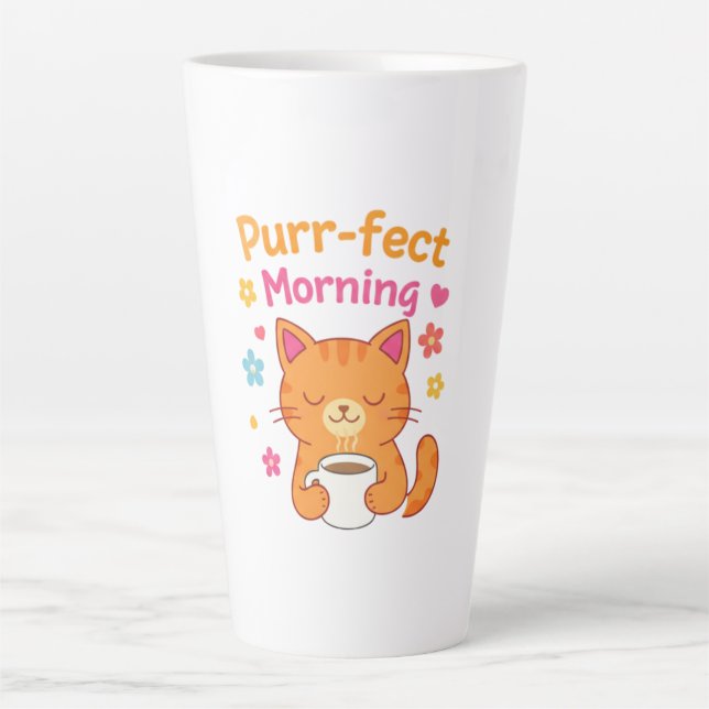 Purr-fect Morning Cat Coffee Mug – Cute Cat Lover  (Front)