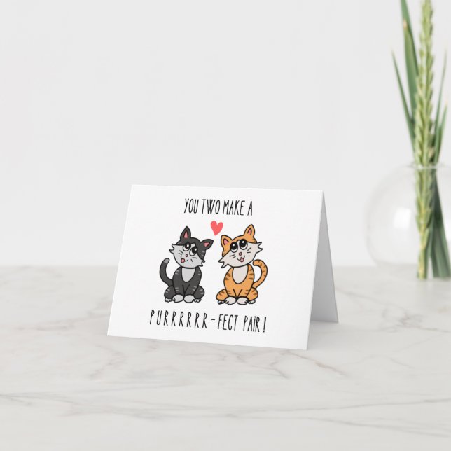 Purr-fect Pair Cute Wedding Card (Front)