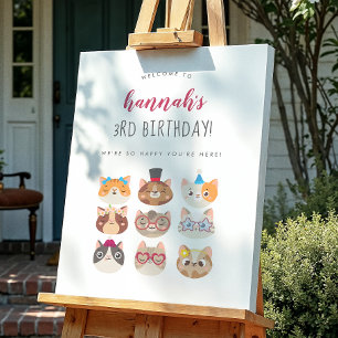 Purr-fect Party Cat Birthday Party Poster