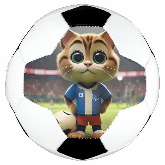 "Purr-fect Striker: The 3D Soccer Cat" Ball (Front)