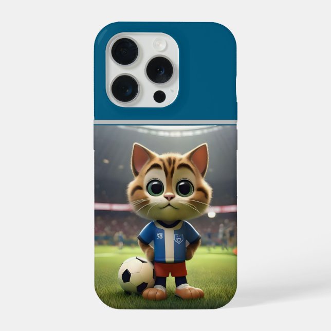 "Purr-fect Striker: The 3D Soccer Cat" iPhone Case (Back)