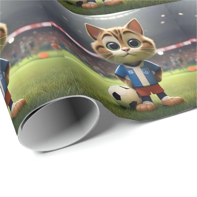 "Purr-fect Striker: The 3D Soccer Cat" Wrapping Paper (Roll Corner)