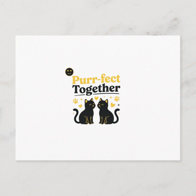 Purr-fect Together | Funny Cat Couples Postcard (Front)