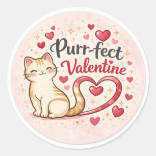 Purr-fect Valentine Cat Sticker – Cute Heart Tail 