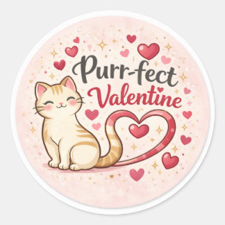 Purr-fect Valentine Cat Sticker – Cute Heart Tail