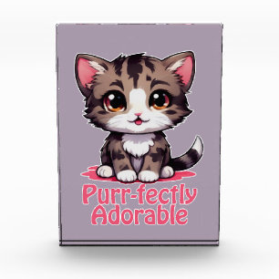 Purr-fectly Adorable Chibi Kawaii Kitten in Pink Photo Block