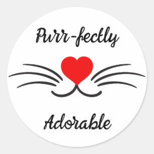 Purr-fectly Adorable Typography Classic Round Sticker