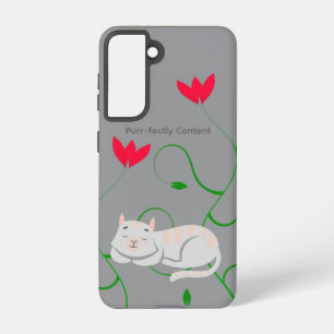Purr-fectly Content Pink Cat Galaxy Case – Gray