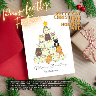 Purr-fectly Festive - Kitty Cat Christmas Tree Holiday Card