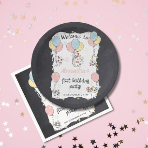Purr-fectly One: Cat Theme 1st Birthday Party Paper Plate