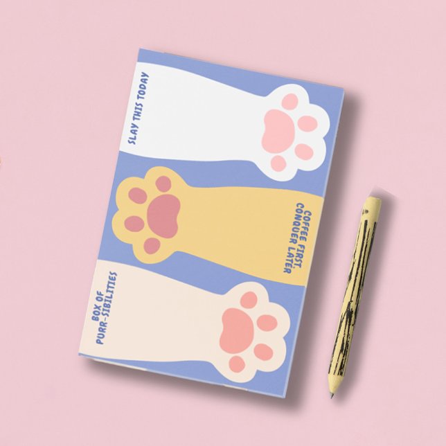 Purr-fectly Pink Toe Beans Cat Paws Priority To Do Post-it Notes (Purr-fectly Pink Toe Beans Cat Paws Priority To Do Post-it Notes)