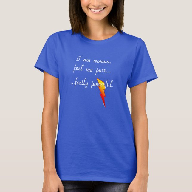 Purr-fectly Powerful T-Shirt (Blue) (Front)