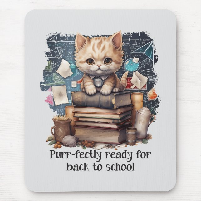 Purr-fectly Ready For Back To School Mouse Pad (Front)