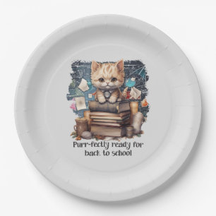 Purr-fectly Ready For Back To School Paper Plate
