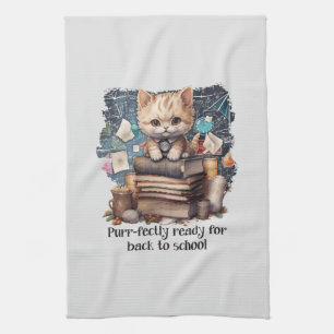 Purr-fectly Ready For Back To School Tea Towel