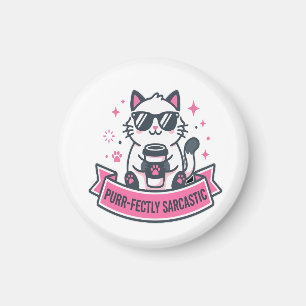 Purr-fectly Sarcastic White Cat Sticker Magnet
