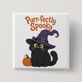 Purr-fectly Spooky Halloween Cat 15 Cm Square Badge