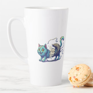 Purr-fectly Tangled" T-Shirt - Whimsical Cat Latte Mug