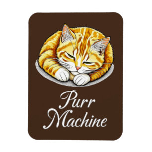 Purr Machine, Cute Sleeping Ginger Cat Magnet