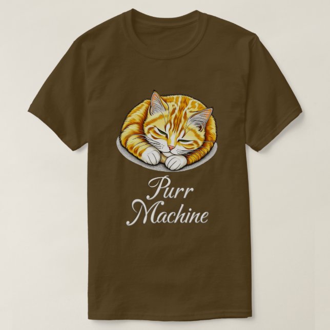 Purr Machine, Cute Sleeping Ginger Cat  T-Shirt (Design Front)