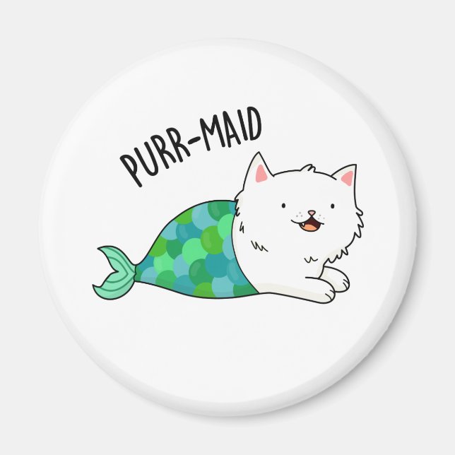 Purr-maid Funny Kitty Cat Mermaid Pun Magnet (Front)