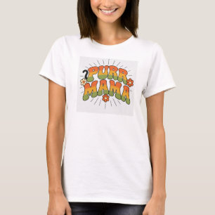 Purr Mama Retro Groovy Cat T-Shirt Vintage 70s C