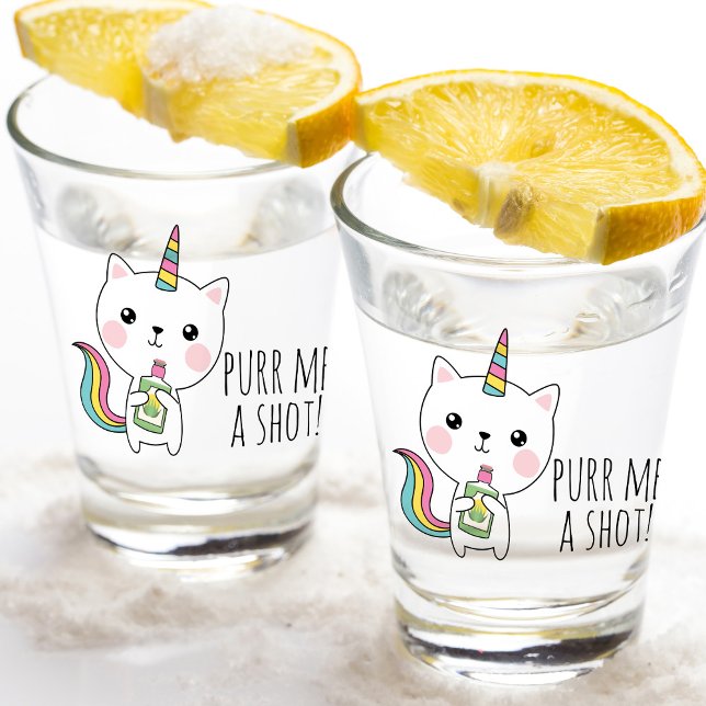 Purr Me a Shot Tequila Kawaii Catcorn Shot Glass (This fun shot glass design will make the perfect splash at your weekend get together with friends.)