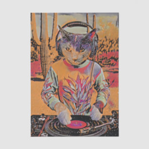 Purr Mix-a-Lot, Dj Kitty Spins Tunes Stylized Tissue Paper