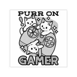 Purr On Gamer - Cute Cat Gaming Design Self-inking Stamp