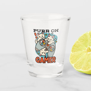 Purr On Gamer - Cute Cat Gaming Design Shot Glass