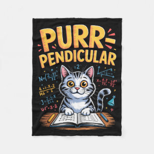 Purr-pendicular Math Cat Pun Fleece Blanket