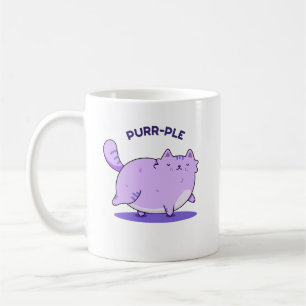 Purr-ple Funny Fat Kitty Cat Pun Coffee Mug