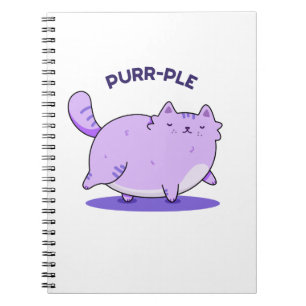 Purr-ple Funny Fat Kitty Cat Pun Notebook