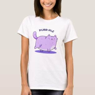 Purr-ple Funny Fat Kitty Cat Pun T-Shirt