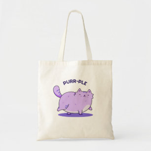 Purr-ple Funny Fat Kitty Cat Pun Tote Bag