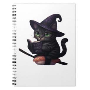 Purr-rmesan Witch - Kawaii Sushi Cat Sticker Overs Notebook