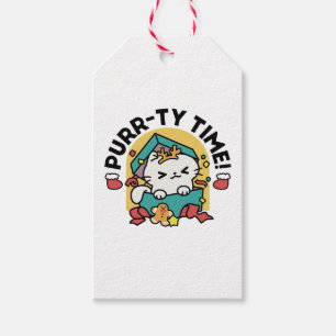 Purr-ty Time! - Festive Cat Christmas Design Gift Tags