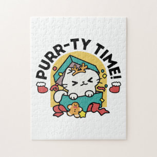 Purr-ty Time! - Festive Cat Christmas Design Jigsaw Puzzle