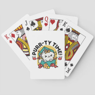 Purr-ty Time! - Festive Cat Christmas Design Playing Cards
