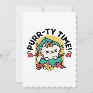 Purr-ty Time! - Festive Cat Christmas Design Thank You Card