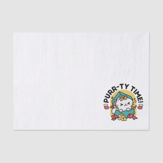 Purr-ty Time! - Festive Cat Christmas Design Tissue Paper (Front)