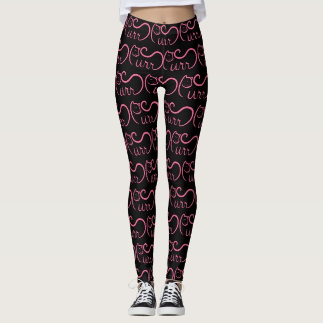 Purr Typography PINK Leggings (Front)