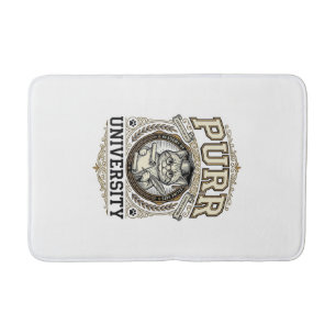 Purr University Cat Fake University Academy Vintag Bath Mat