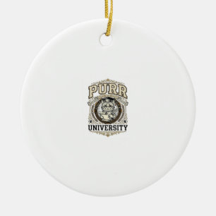 Purr University Cat Fake University Academy Vintag Ceramic Tree Decoration