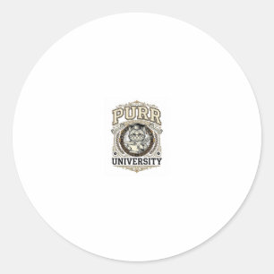 Purr University Cat Fake University Academy Vintag Classic Round Sticker