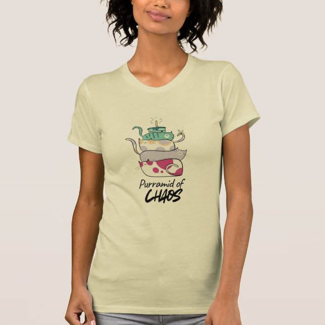 Purramid of Chaos Funny Cat Pun Art T-Shirt (Front)